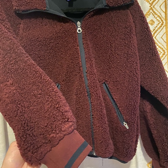 JoyLab Sherpa Athleisure Maroon Jacket - Picture 5 of 6